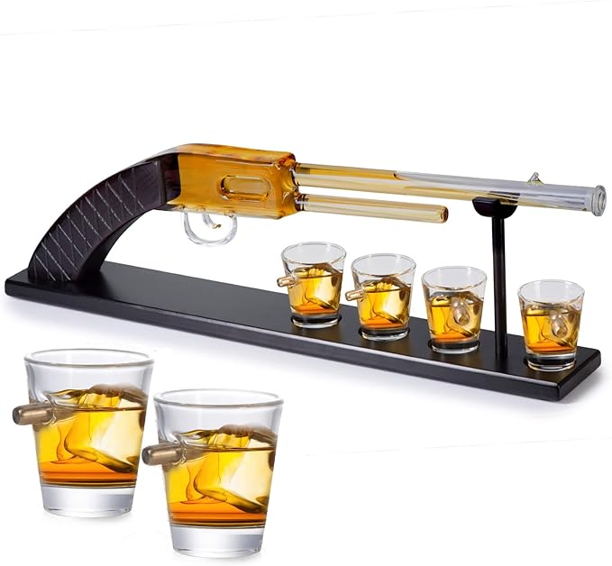 Bezrat Gun Whiskey Karaffel med 4 shotglass
