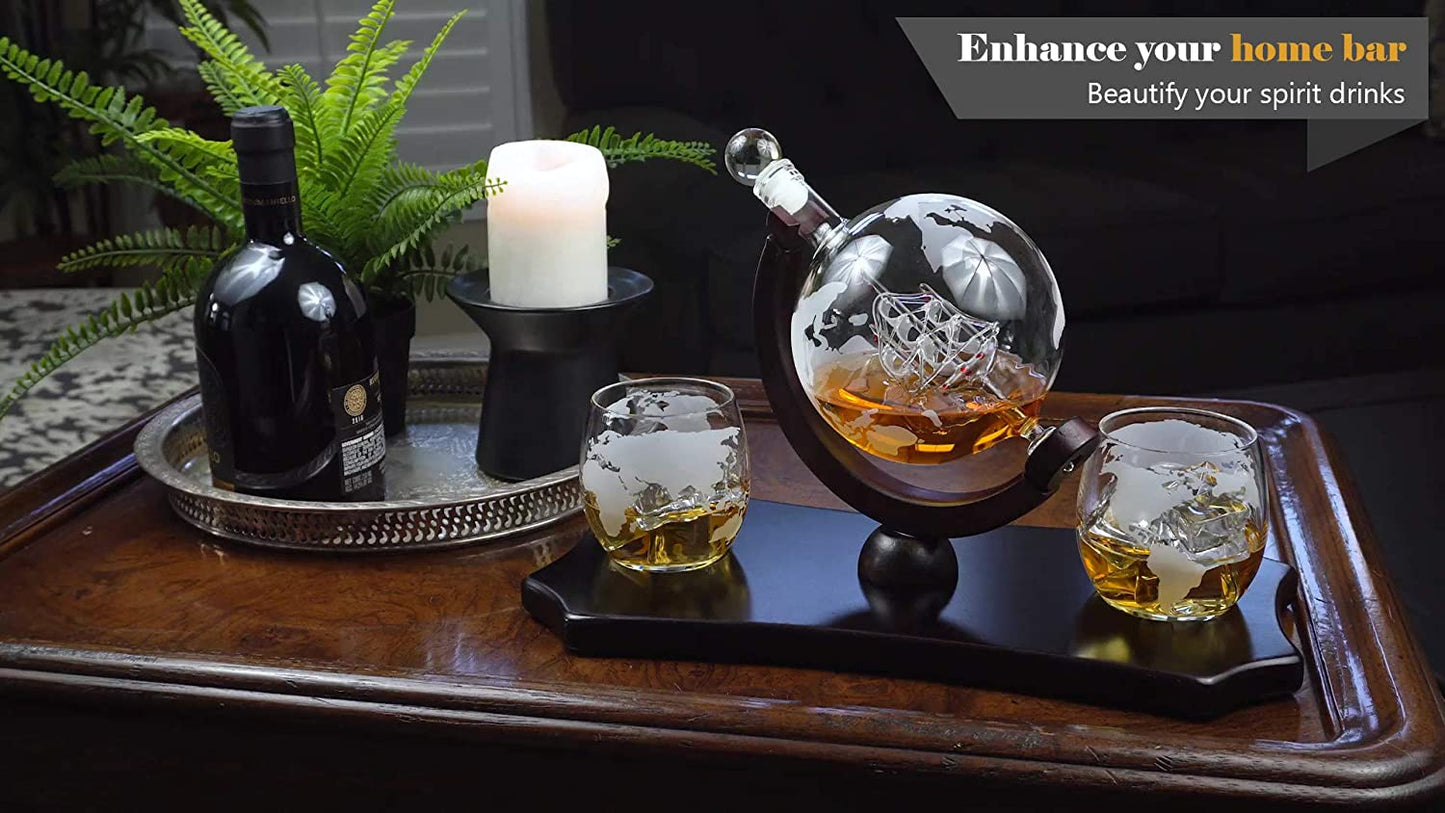 Bezrat Whiskey Globe Karaffel inkl 2 glass