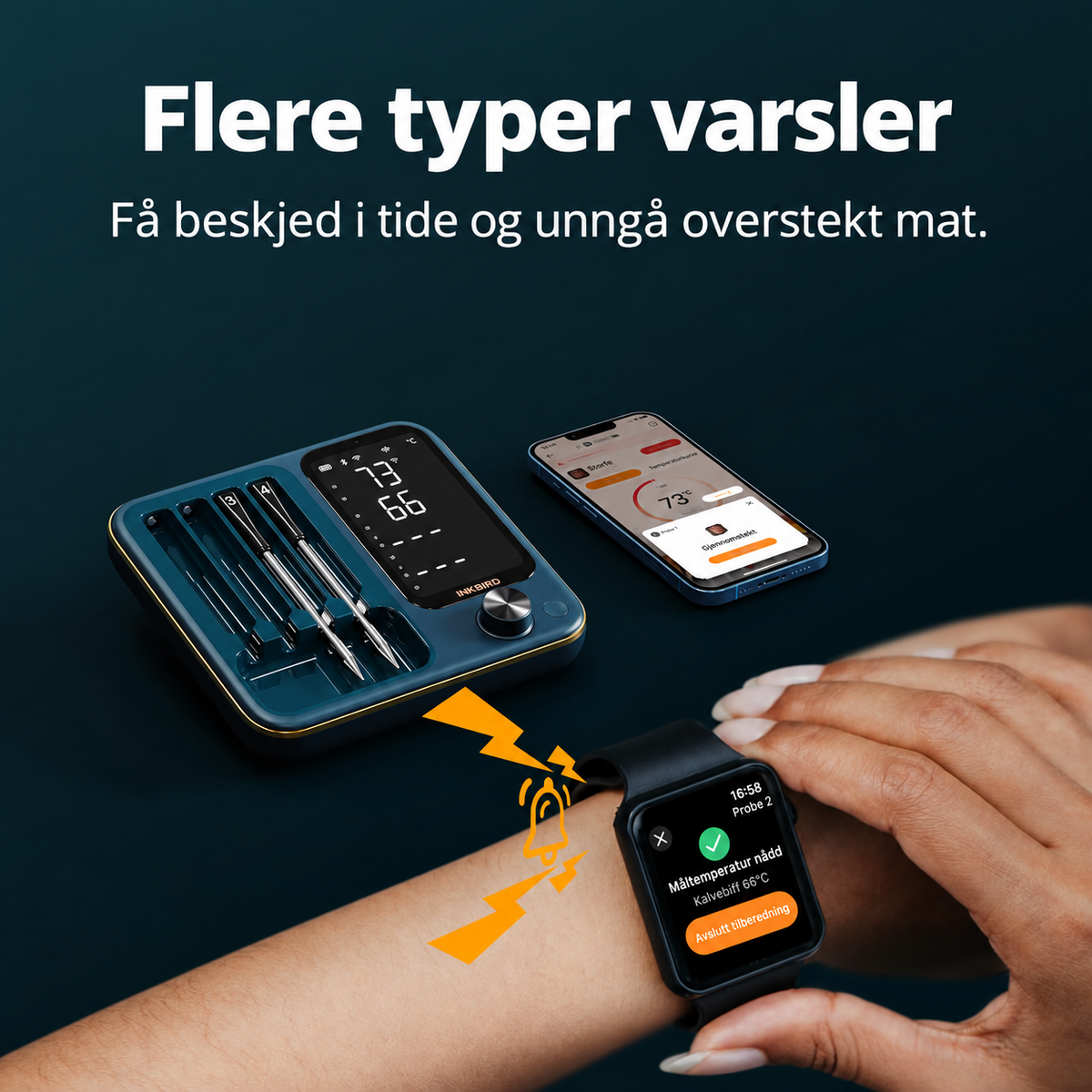 INKBIRD INT-14S-BW – trådløst steketermometer med 4 prober