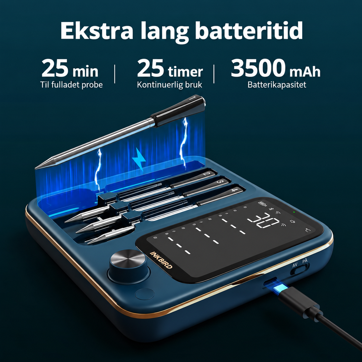 INKBIRD INT-14S-BW – trådløst steketermometer med 4 prober
