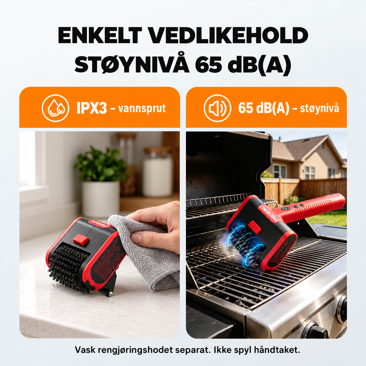 INKBIRD Trådløs elektrisk grillbørste med tre hastigheter