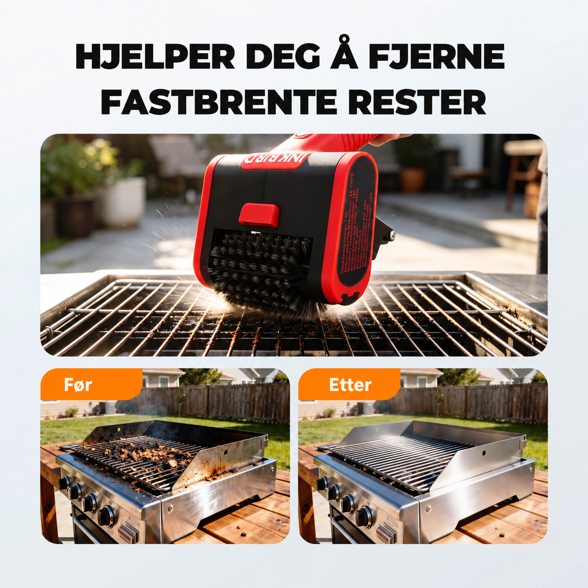 INKBIRD Trådløs elektrisk grillbørste med tre hastigheter