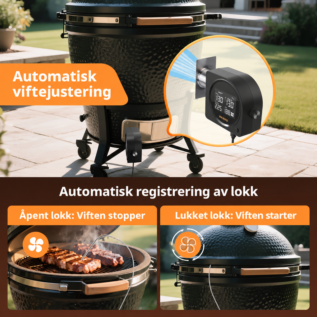 INKBIRD ISC-028BW – temperaturkontroller med vifte til grill og smoker