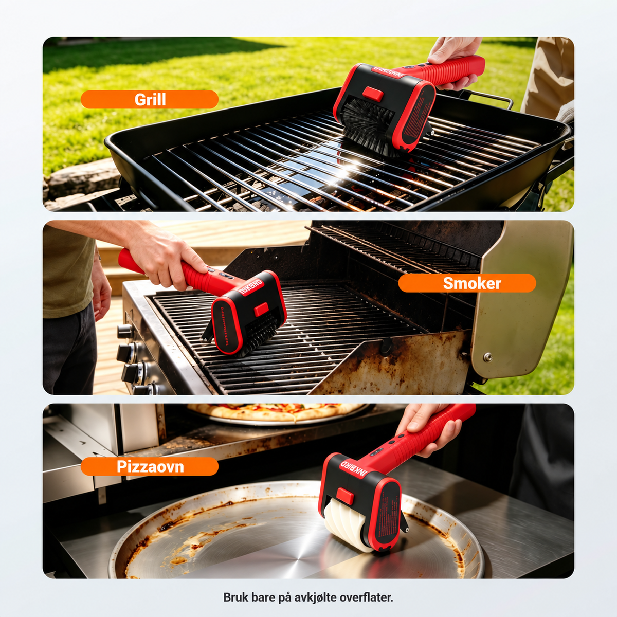 INKBIRD Trådløs elektrisk grillbørste med tre hastigheter