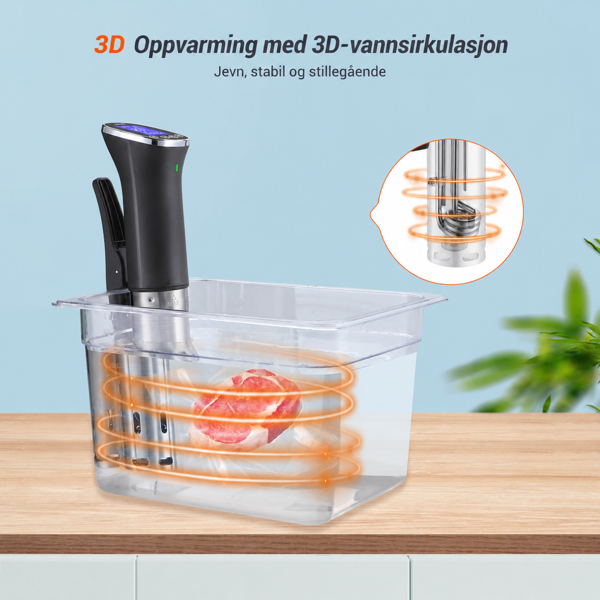 INKBIRD ISV-300W Sous Vide med WiFi – 1000 W