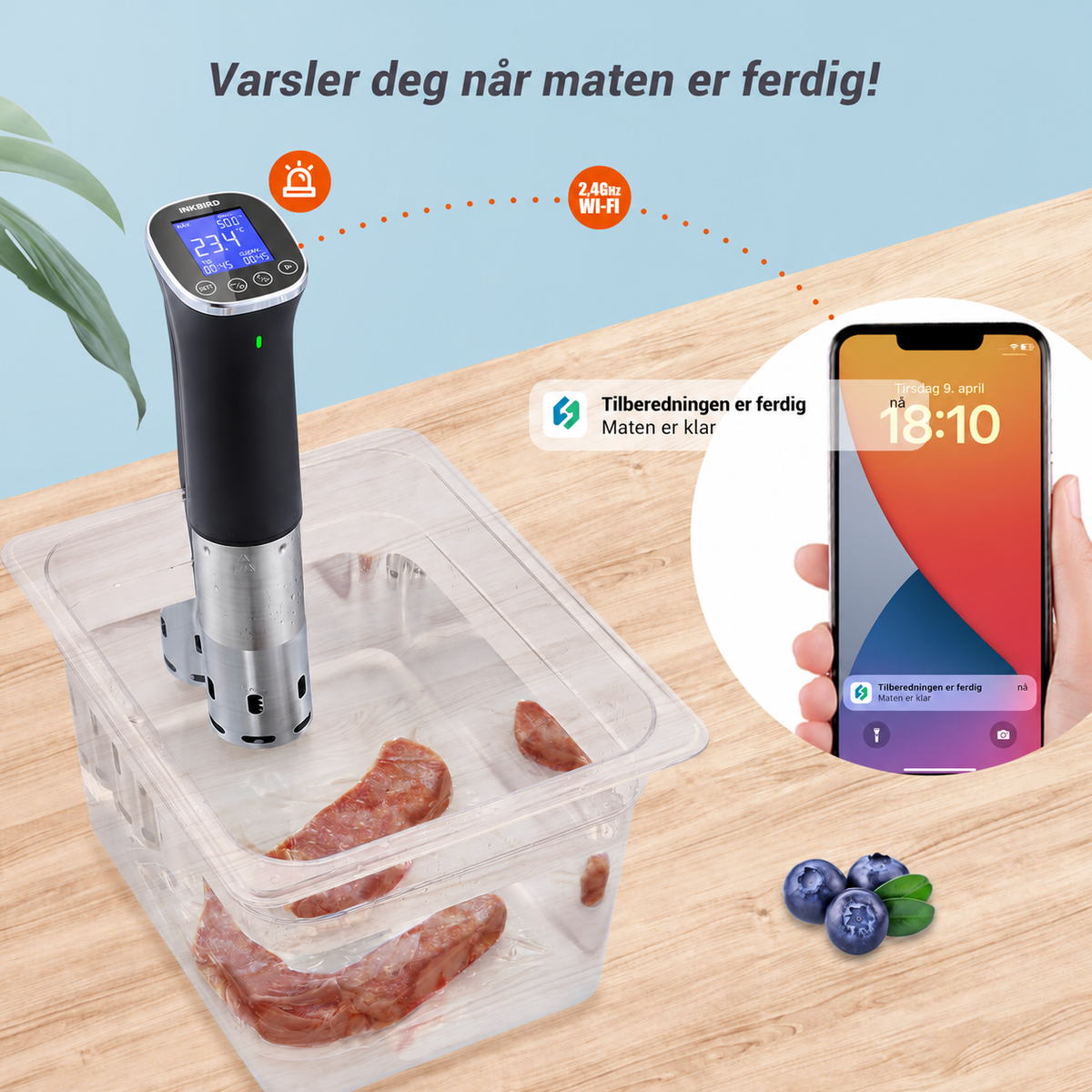 INKBIRD ISV-300W Sous Vide med WiFi – 1000 W