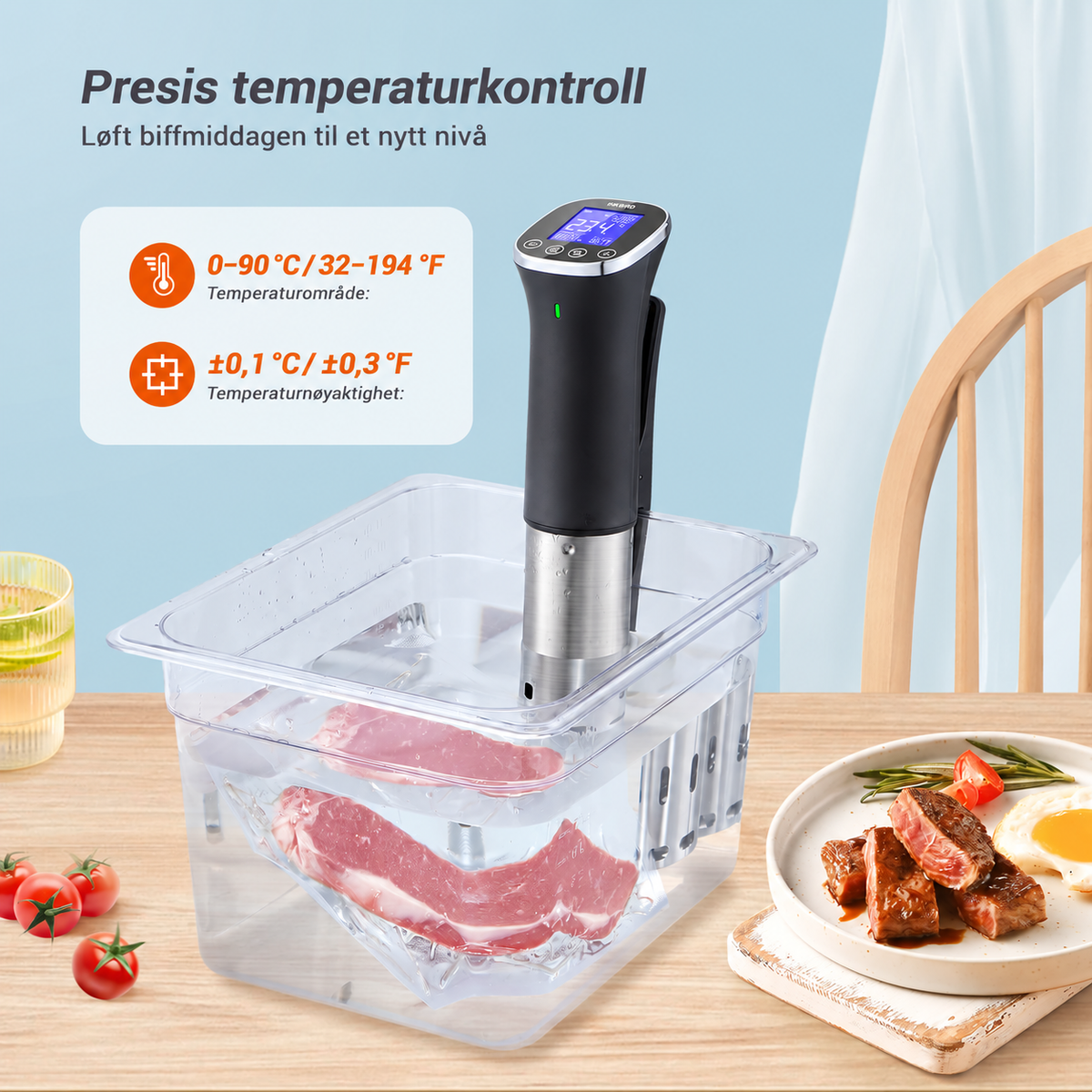 INKBIRD ISV-300W Sous Vide med WiFi – 1000 W