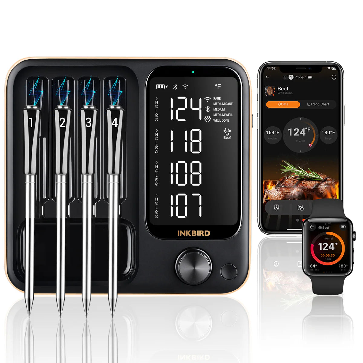 INKBIRD Wifi/Bluetooth 4 prober BBQ Termometer