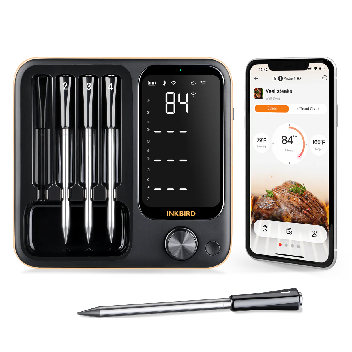 INKBIRD Wifi/Bluetooth 4 prober BBQ Termometer